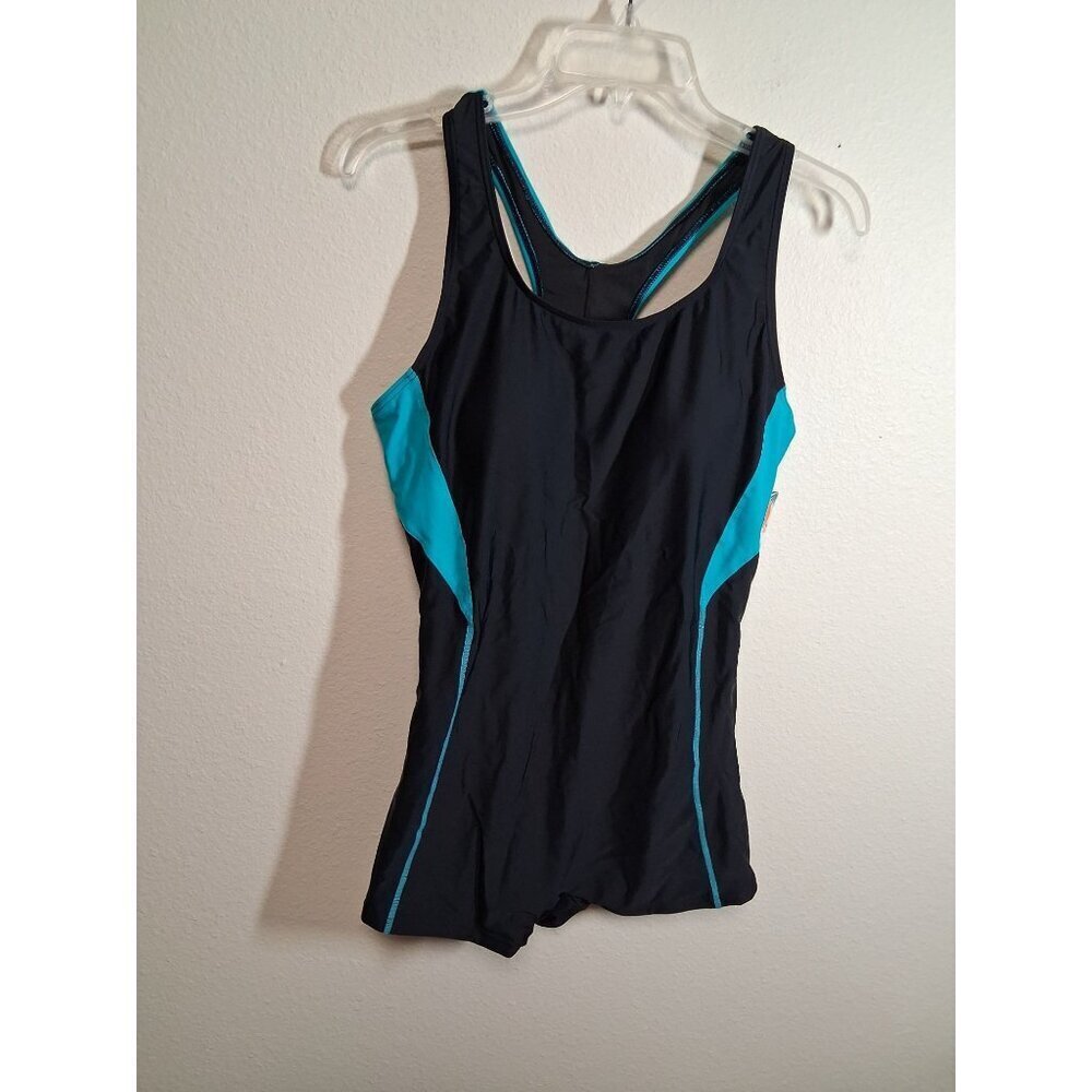 NWT Charmo Swimsuit One Piece Racer Back Shorts Style Beach Pool Black Size XL